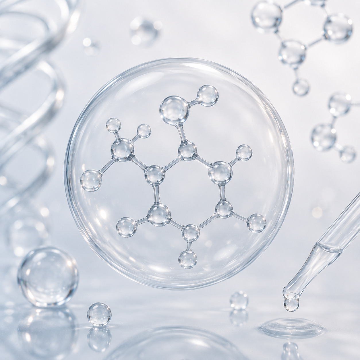 NAD molecule illustration in clear droplet