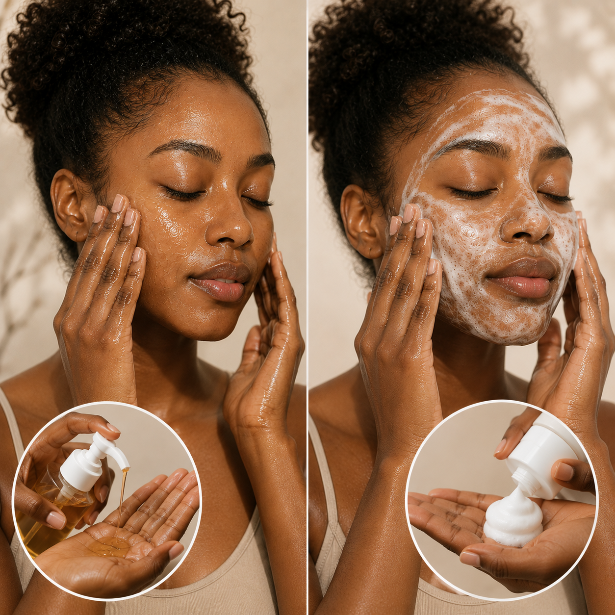 Oil cleanser and foam cleanser flat lay